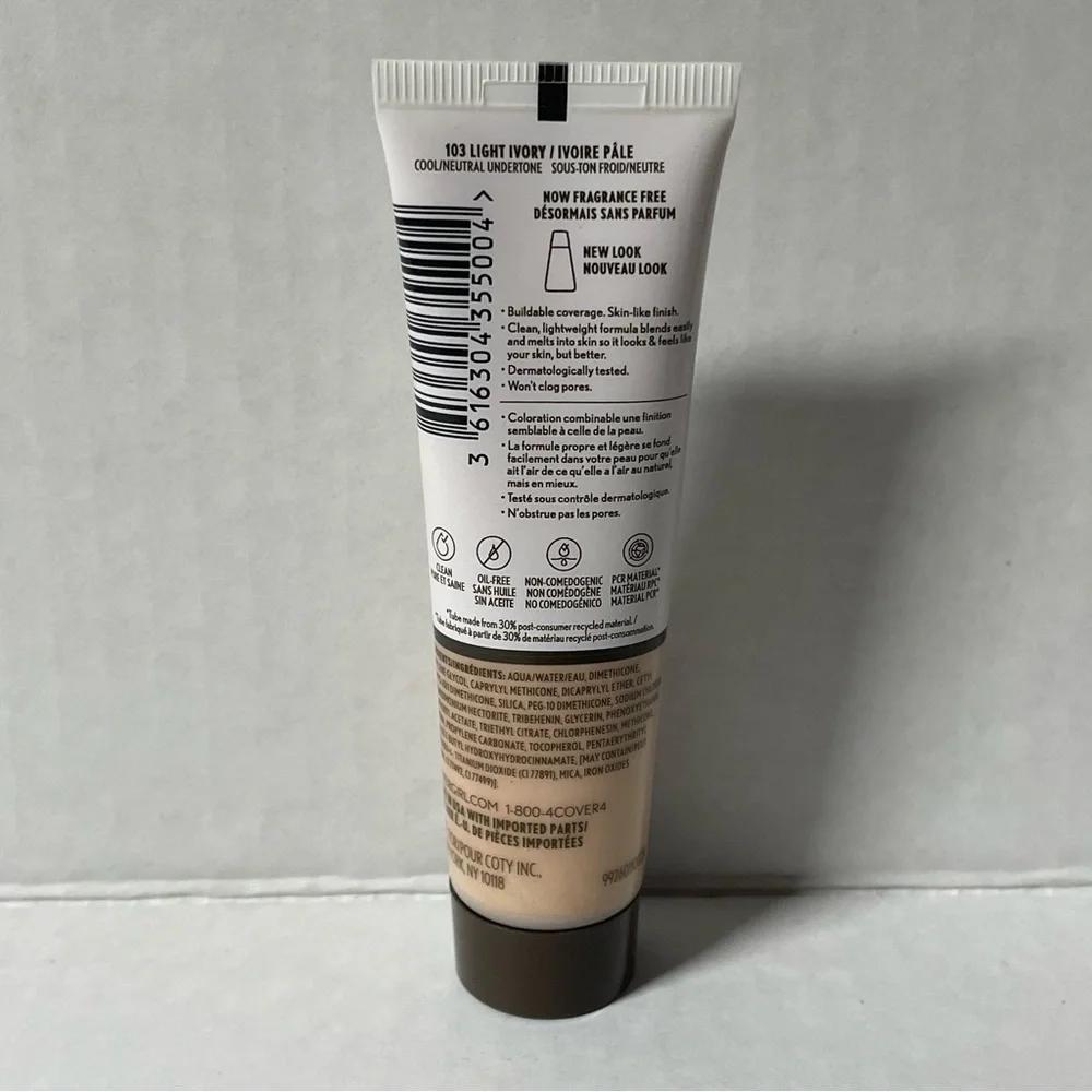 🦋$5🦋 Covergirl Light Ivory 103 Clean Invisible Foundation 30 mL/1 oz